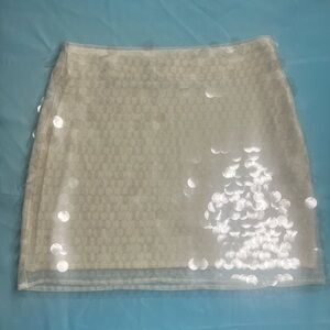 Anthropologie WAYF Cream Sequin Mini Skirt Size XS - Excellent Condition